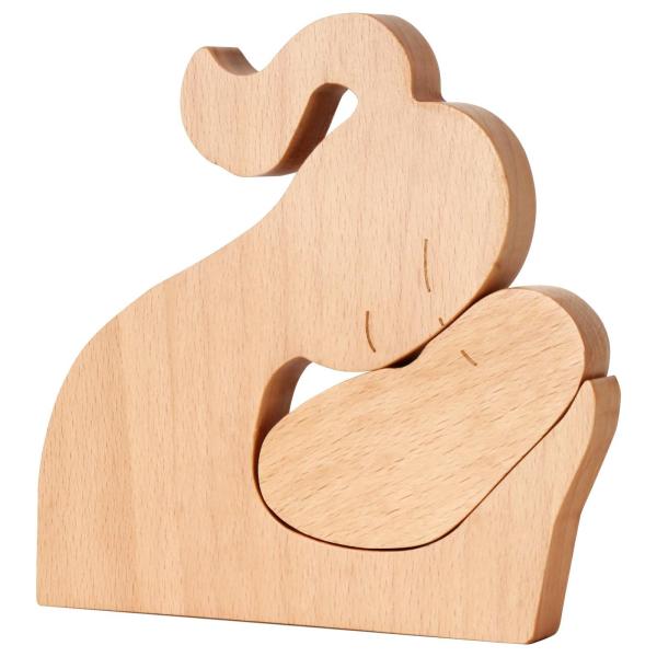 Buy cheap Home Wooden Candle Holder Craft Decor Statue Cute Handmade Wooden Figurines Carving Wooden Decoration Orname from wholesalers