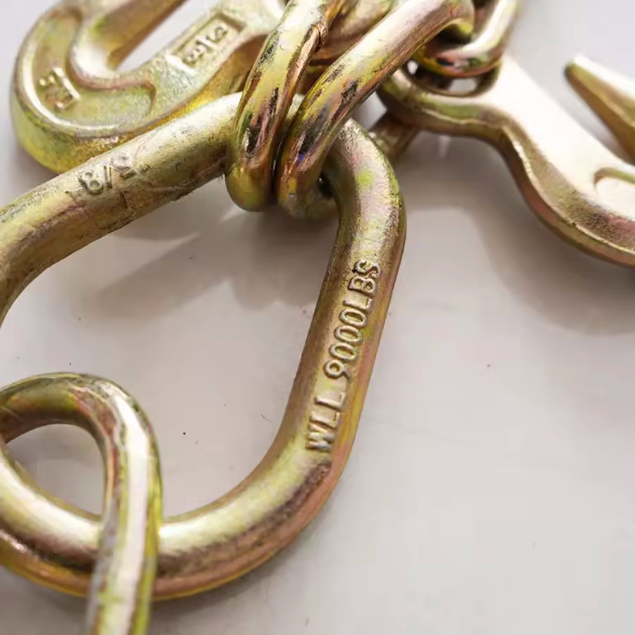 Black 2t Working Loadlimit Yellow Galvanized Transport Chain Towing Chains Hooks