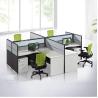 Buy cheap ISO Modular Four Person Workstation Desk Glass Panel Black Wooden from wholesalers
