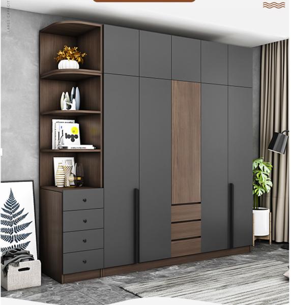 Buy cheap 1.8M Bedroom Wardrobe Closets Wood Closet With Mirror Oak Color from wholesalers
