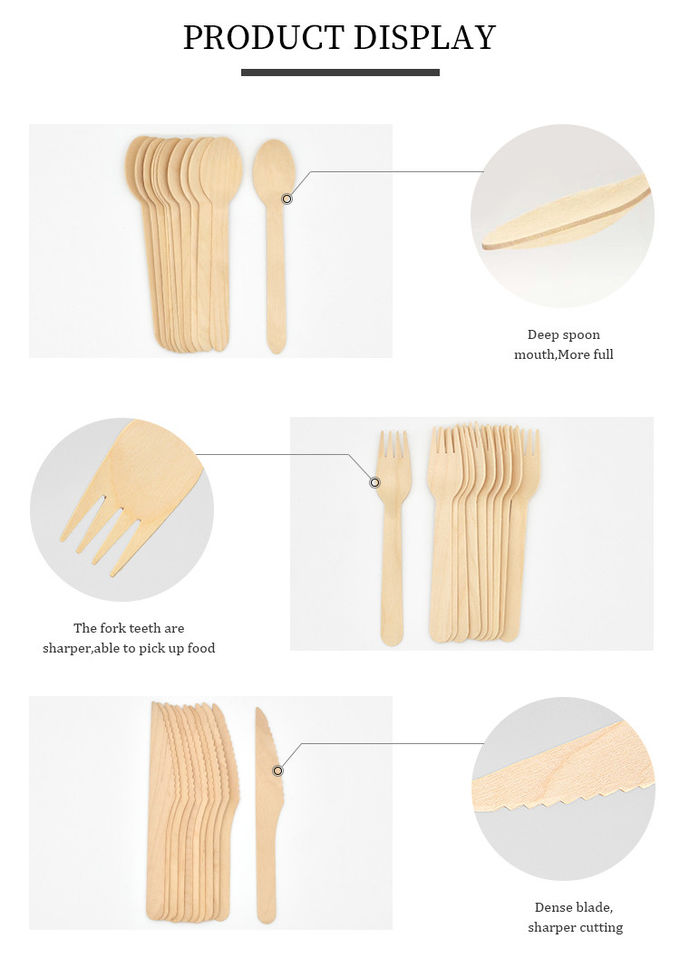Custom Disposable Wooden Kitchen Spoon Knife Fork Set Wooden Flatware Set