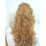 Blonde Synthetic Lace Front Wigs For White Women Curly Hair Texture In Stock