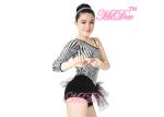 Beautiful Sequins Jazz Tap Costumes Diagonal - Neck Biketard Dance Costume