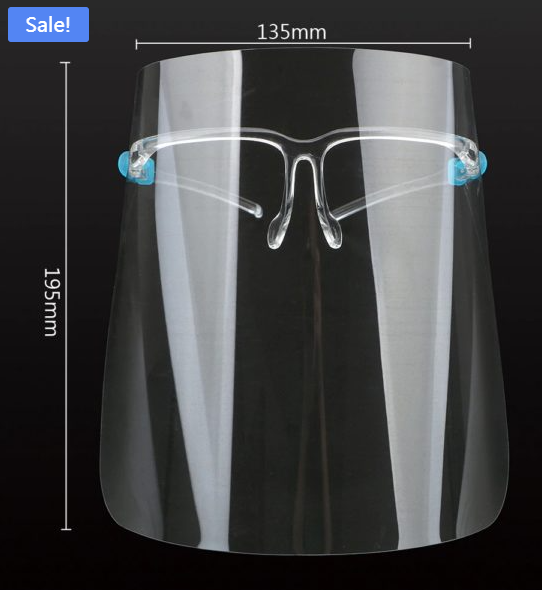 plastic transparent anti fog protective acrylic filter face shield visor shieldmask screen safety sheild with glasses