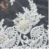 Buy cheap Craft White Lace Fabrics Tulle Beaded 91.44cm Length Customized Latest Lace Material from wholesalers