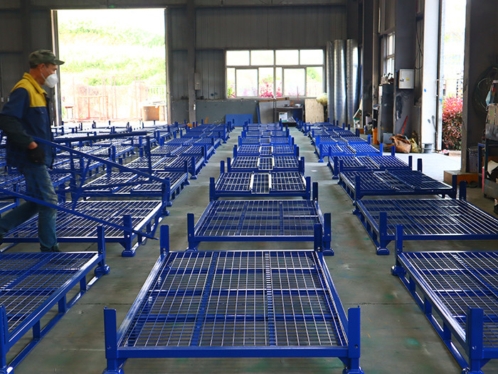 Powder Coated Steel Stillage Pallet Cage 800mm Depth Foldable