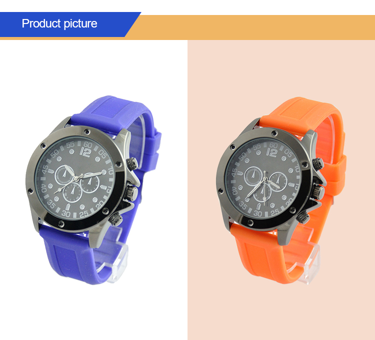 Green Color Silicone Sports Watch 1-3 Atm Water Resistant With Alloy Case