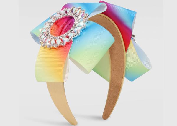 Buy cheap Creative gradient color rainbow hair hoop headbands lady girls fashion exaggerated insert drill Yiwu accessories from wholesalers