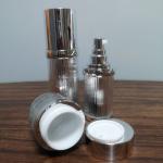 Hot sell 30g 50g silver plastic PMMA arcylic ribbed double walled plating round