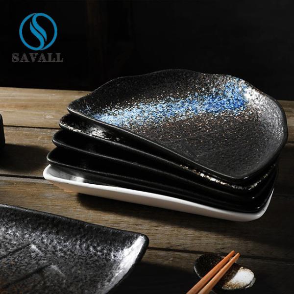 Buy cheap Decorated 9" Black Porcelain Dishes Half Moon Shape FDA EU Approved from wholesalers