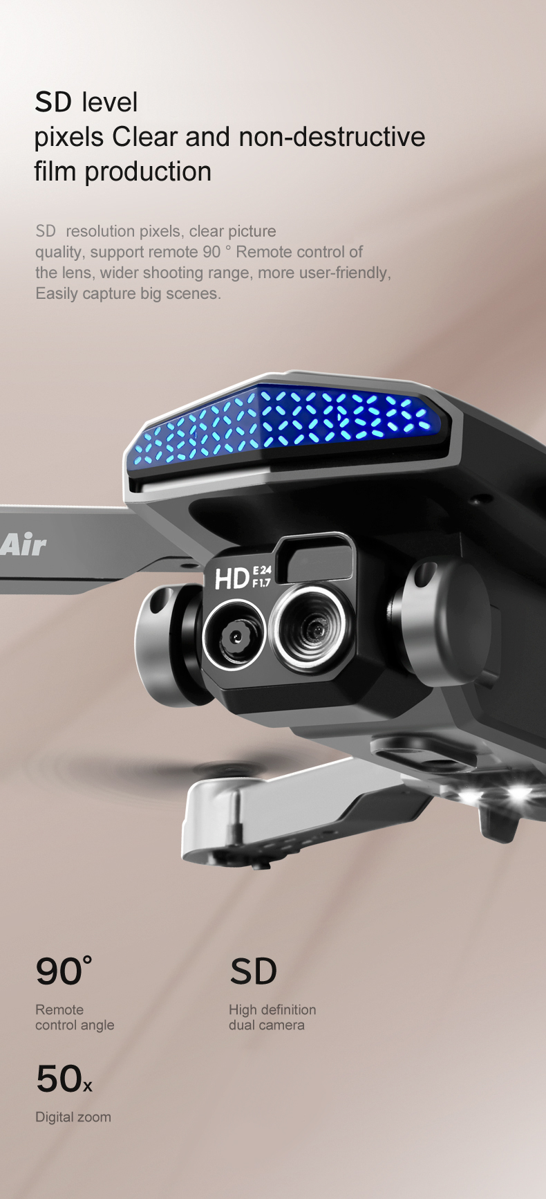 D6 Air Mini Drone Professional 4k HD Camera Quadcopter with Foldable Design Obstacle Avoidance and Remote Control