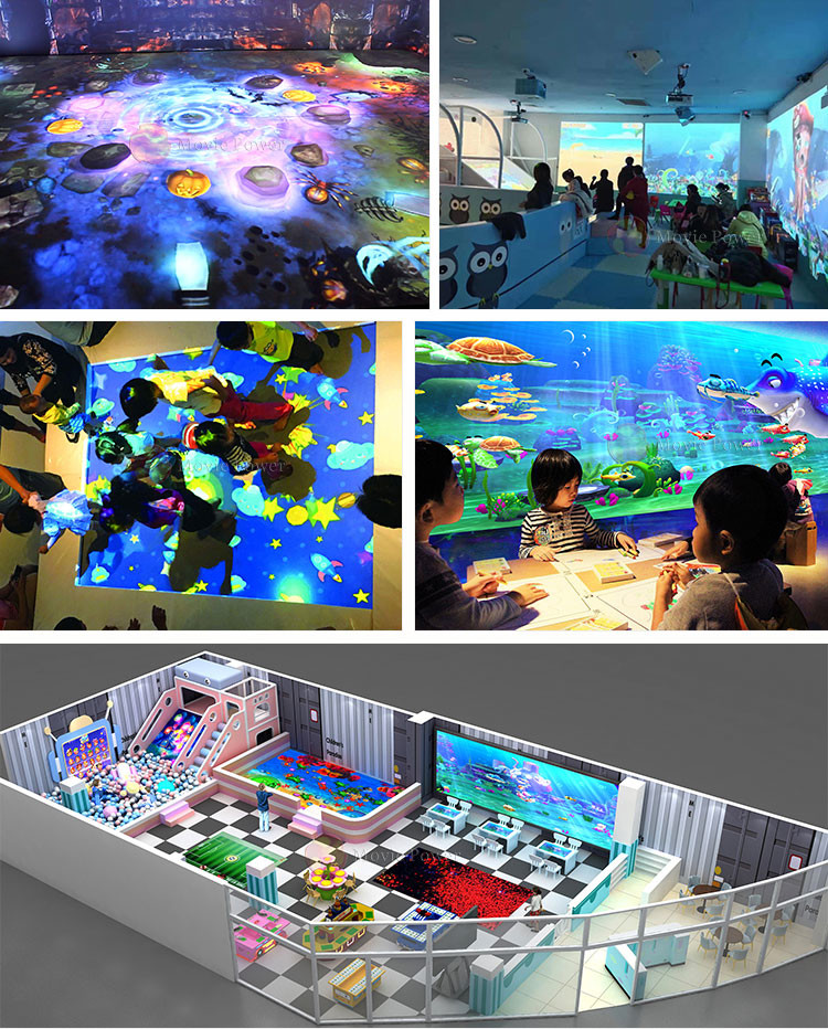 Children Playground Equipment 3d Projector Hologram Tunnel Interactive Motion Floor Games