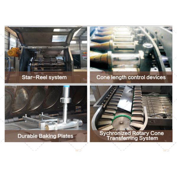 Flexible 35 Baking Plates 5m Long Wafffle Cone Machine