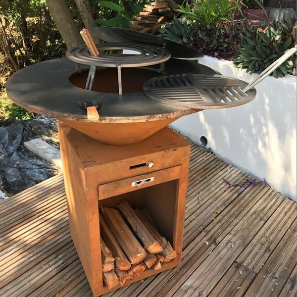 Buy cheap Rusted Steel BBQ Grill With Removable Ash Catcher For Wood / Charcoal Fuel from wholesalers