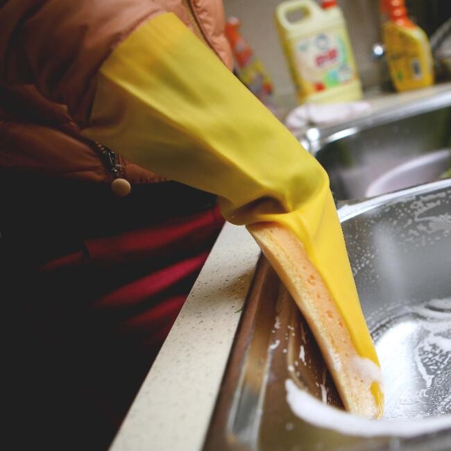 Polyester Filter Meash Dish Cleaning Gloves , Washing Gloves With Sponge
