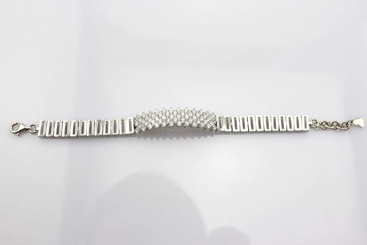 925 Silver Silver Link Bracelet Clear Cubic Zircon Tennis Bracelet (YAQS005)