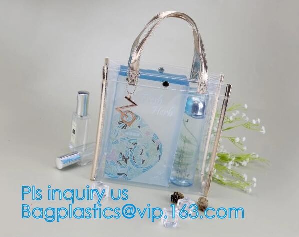 Custom Stadium Tote Bag Clear Shoulder PVC Bag with Zipper, pvc letter bucket bag clear transparent jelly shoulder tote