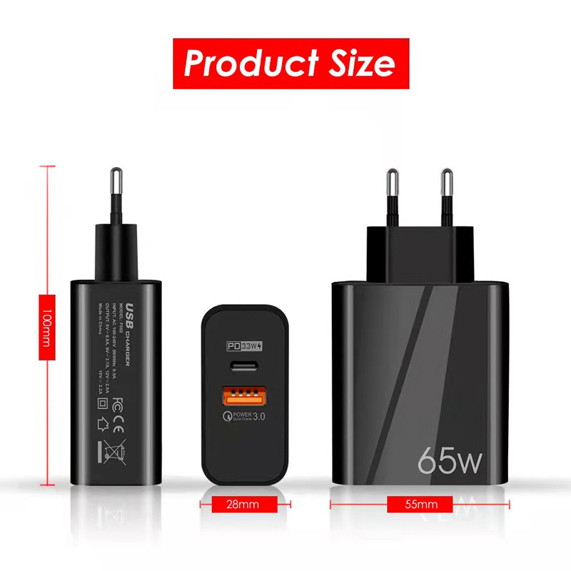 IPhone13 QC3.0 GaN Charger USB C USB A 2 Ports For MacBook Pro