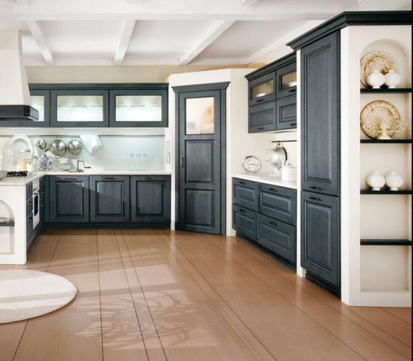 Buy cheap Modern Blue Kitchen Cabinets 18mm Plywood Case With White LED Light from wholesalers