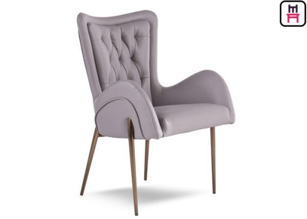 Buy cheap Leather Arm Hotel Room Chairs With Button Decorative / Stainless Steel Legs from wholesalers