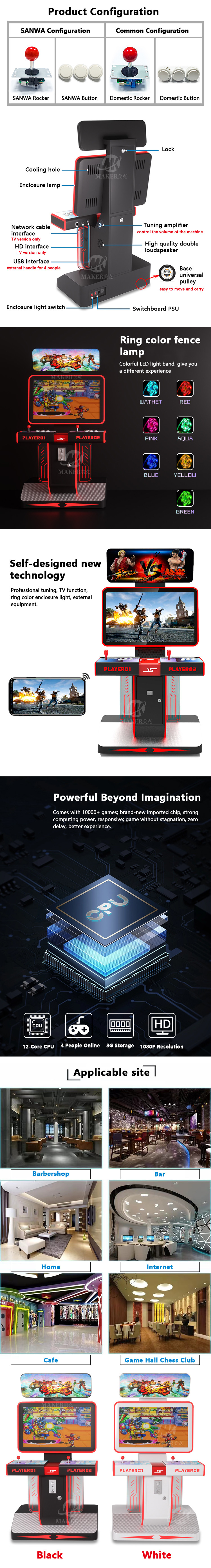 1080p Screen Cabinet Arcade Game Machine Coin Mechanism