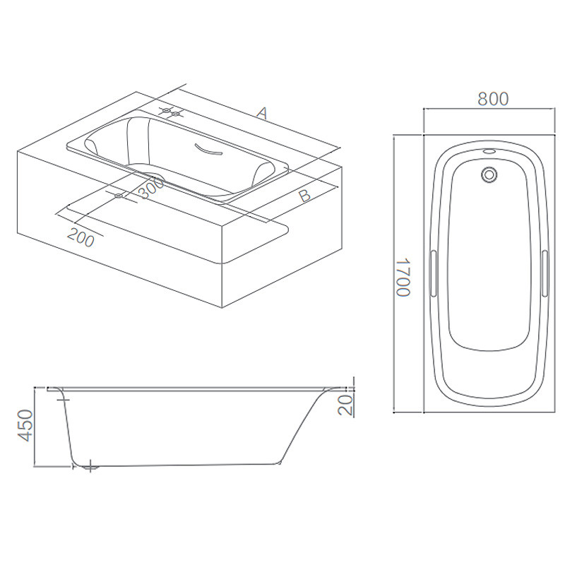 ARROW A1761J Free Standing Bathtub Built In With Handle Customized