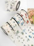 Flower Printed Personalized Organza Ribbon 4cm Flora Ivory Organza Ribbon