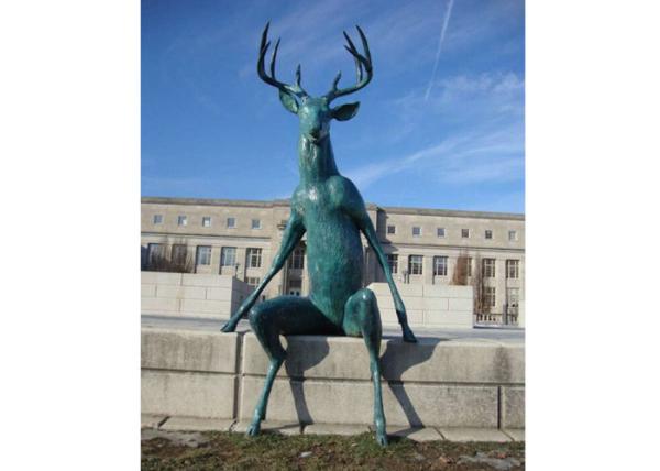Buy cheap Large Casting Green Patina Bronze Statue Bronze Deer Sculpture For Street Decor from wholesalers