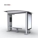 Aluminum Alloy 250W Bus Stand Shelter Curve Roofing Static scrolling