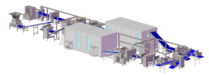 600-1200kg/H Capacity Puff Pastry Production Line Of Semi-Automatic / Fully Automatic For Stuffed Or Empty Pastries