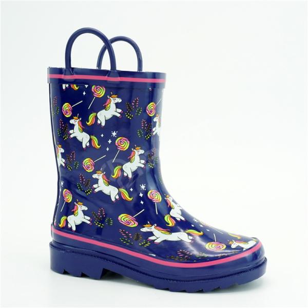 Buy cheap OEM Waterproof Rubber Purple Unicorns Printed Rain Boots from wholesalers