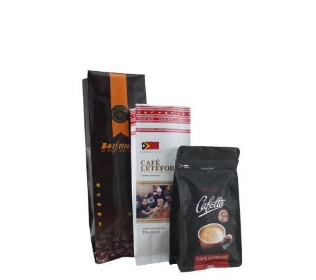 2017 new products plastic packaging coffee bean bags/zipper pouch for coffee/eight side sealed bags