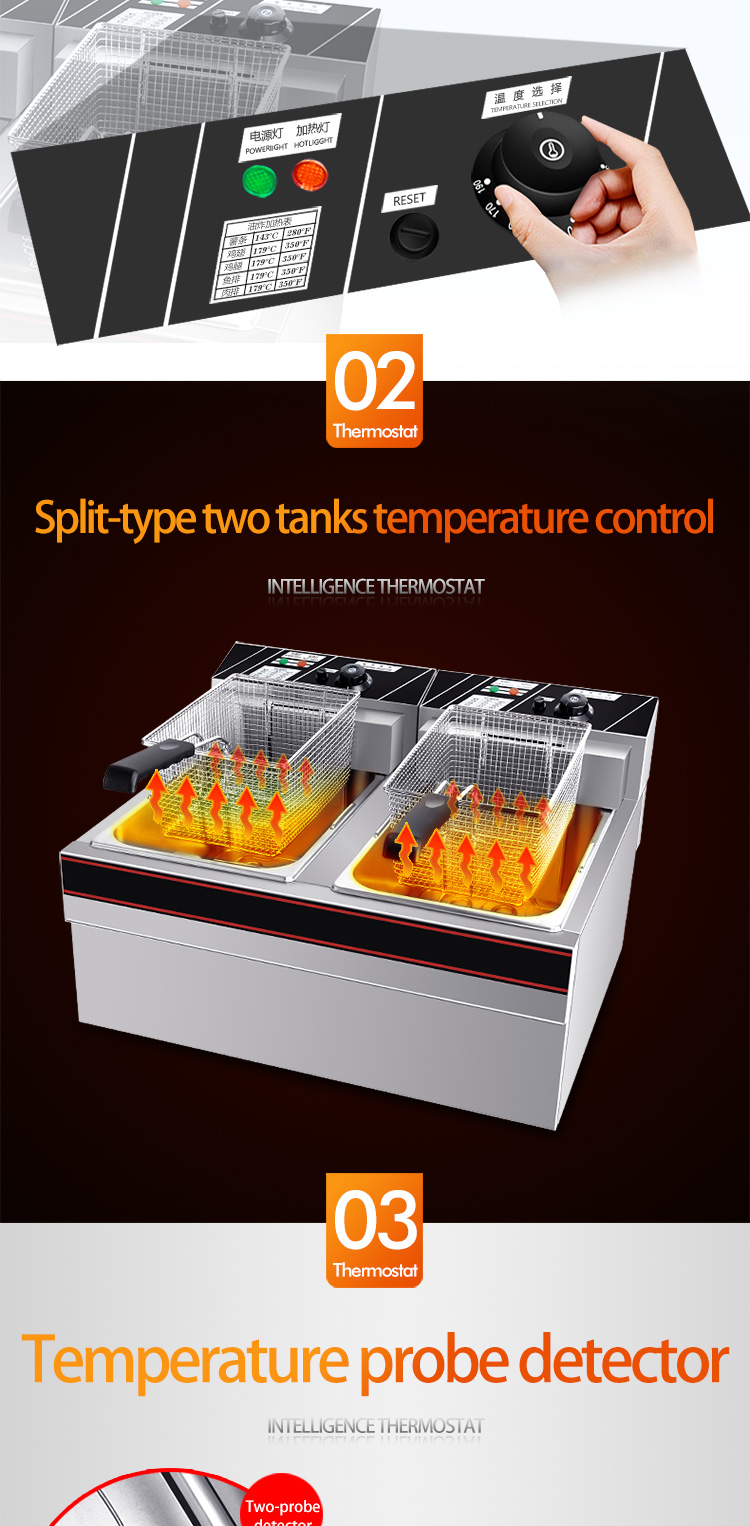 660x565x420mm Durable Stainless Steel Electric Chips Deep Frying Machine with Thicken Basket