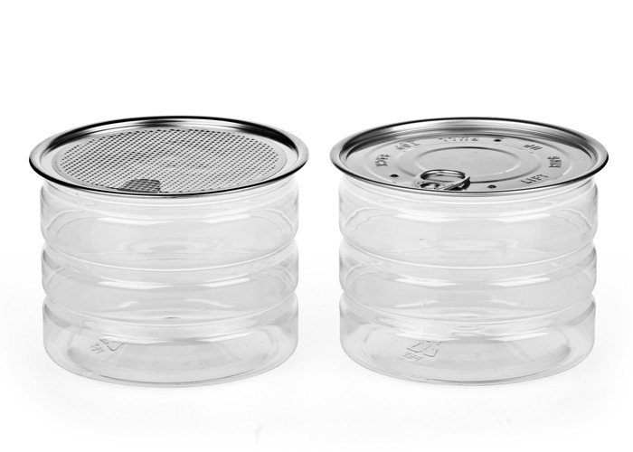 Food Grade PET Plastic Clear Plastic Cylinder , Aluminum Easy Open End Tube