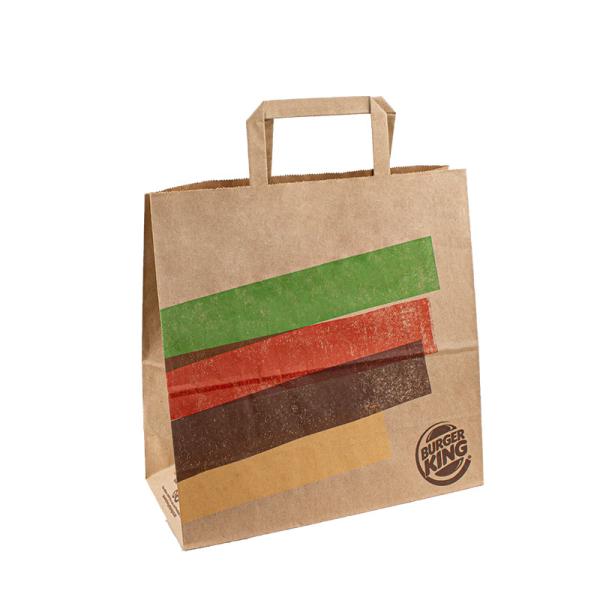 Buy cheap Custom Flat Handles Kraft Paper Bag Brown Takeaway Fast Food For Restaurant Packaging from wholesalers