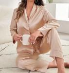 Luxury 2 Piece Set Sleepwear Girl Long 100% Silk Pyjama Satin Washable For Women