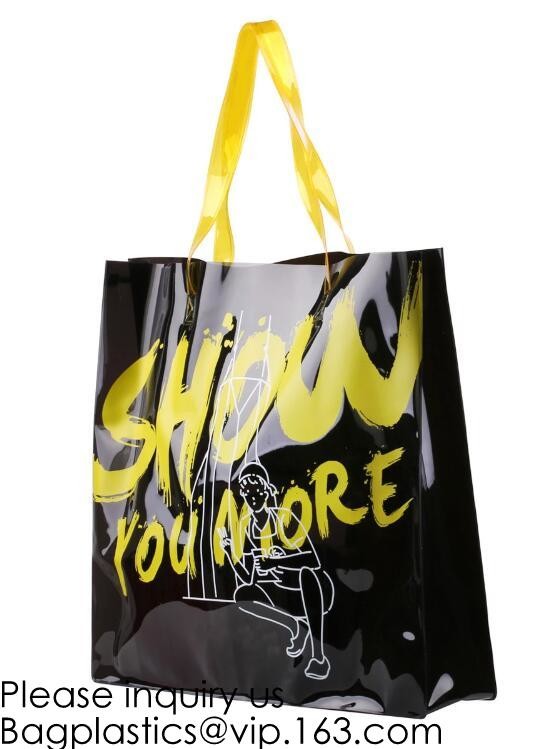 Vinyl Transparent PVC Gusset Bag Plastic Tote Shopping Bag For Packaging TPU Laser Makeup Handbag PVC Cosmetic Shopping