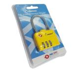 Cable zinc alloy TSA travel lock& Fashion Design yellow Tsa Luggage Lock& 80g