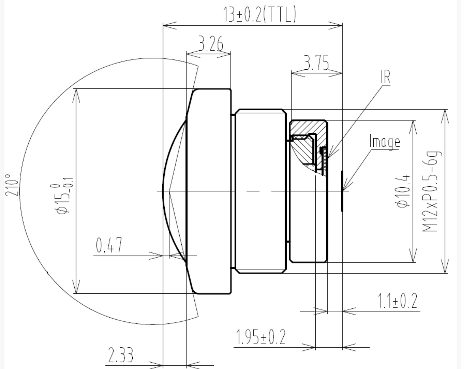 Φ3.0, 1/3″ OV4689, 4Megapixel, 210 degree, F2.4, M12 mount, fisheye lens for OV4689