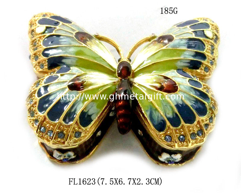 Colorful Butterfly Metal Alloy Jewelry Box Butterfly Trinket Box