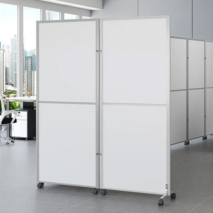 White Portable Office Room Divider Folding Office Space Dividers On Wheels