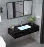 Modern Wall Hung Cabinet , Marble Double Sink Bathroom Vanity