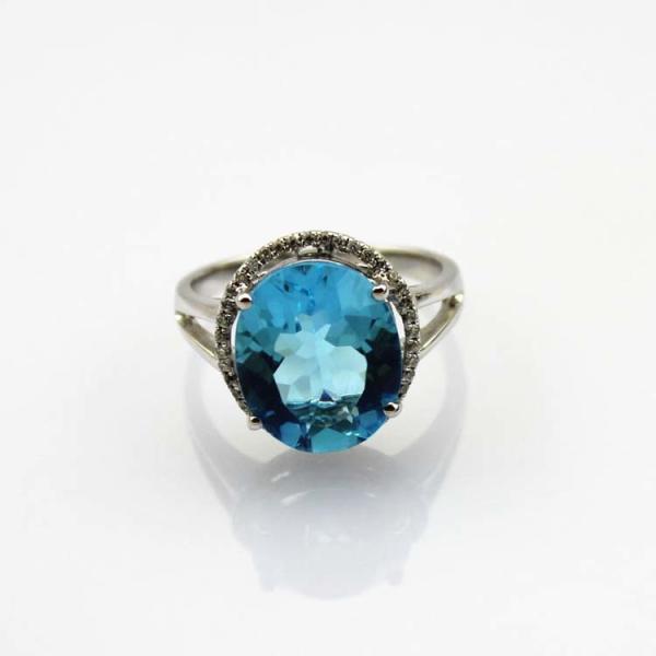 Buy cheap Gemstone Jewelry 925 Silver with 10mmx12mm Oval Blue Cubic Zircon Ring (R230) from wholesalers