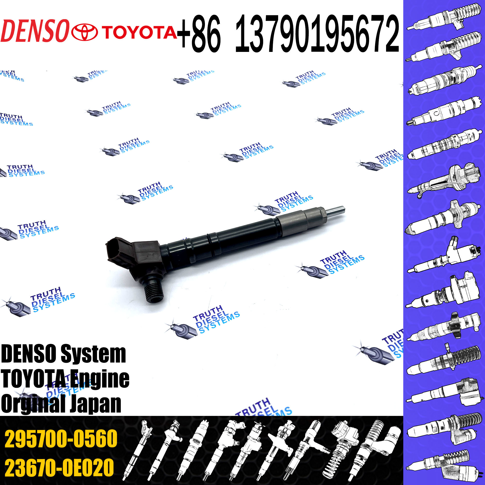 Original Diesel Common Rail Fuel Injector 23670-0E010 295700-0550 23670-0E020 295700-0560 For Toyota Hilux 1GD