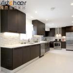 Dark Brown Solid Wood Kitchen Cabinets with Customized Color and Plywood Door