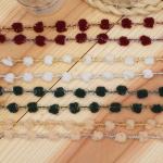Seasonal Woven Pom Pom Trim Metallic Braided