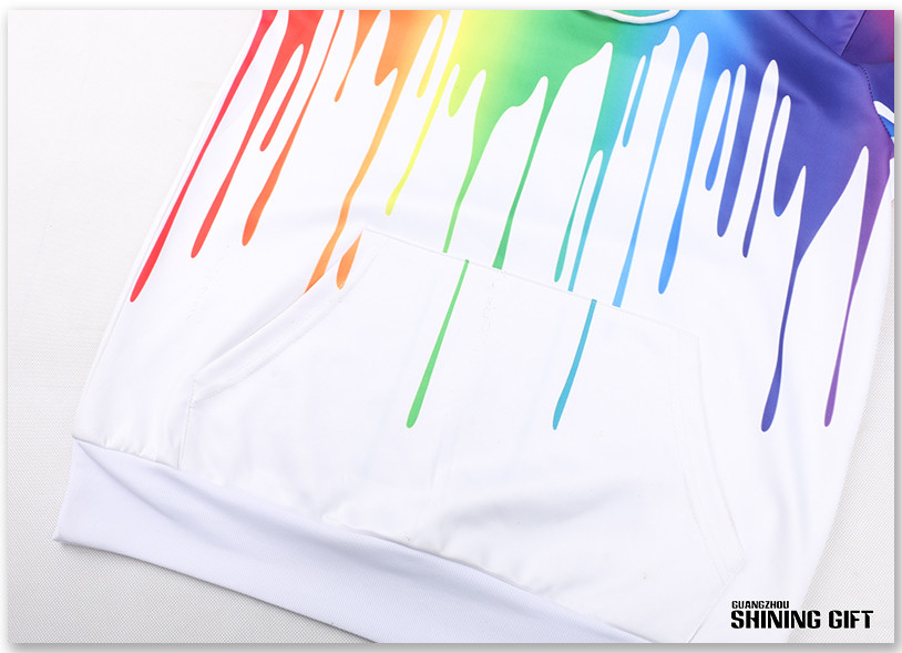 Graffiti Painting Drops Printed Long Sleeve Pockets Slim Pullover Hoodie Sweatshirt