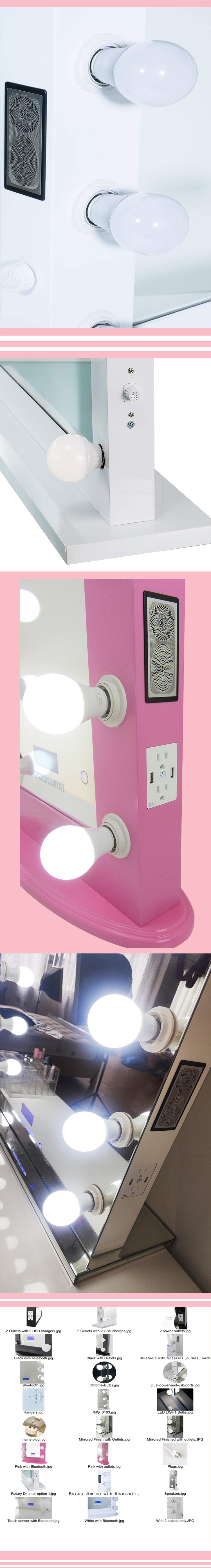 Modern Makeup Vanity Dressing Table Hollywood Mirror MDF Board