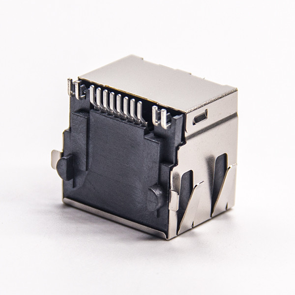LED SMT 8P8C RJ45 Modular Jack For Ethernet With Shrapnel 1 Port Solder Termination