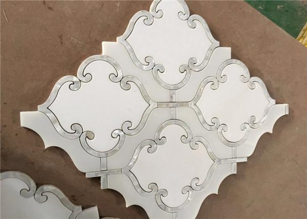 Buy cheap Waterjet Natural Stone Mosaic Tile 194 X 194mm White Mosaic Wall Tiles from wholesalers